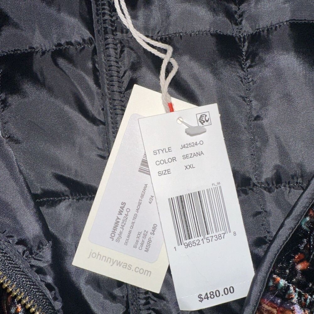 New Johnny Was Dolman Quilted Jacket Sezanz, Size XXL $480 - Picture 8 of 9